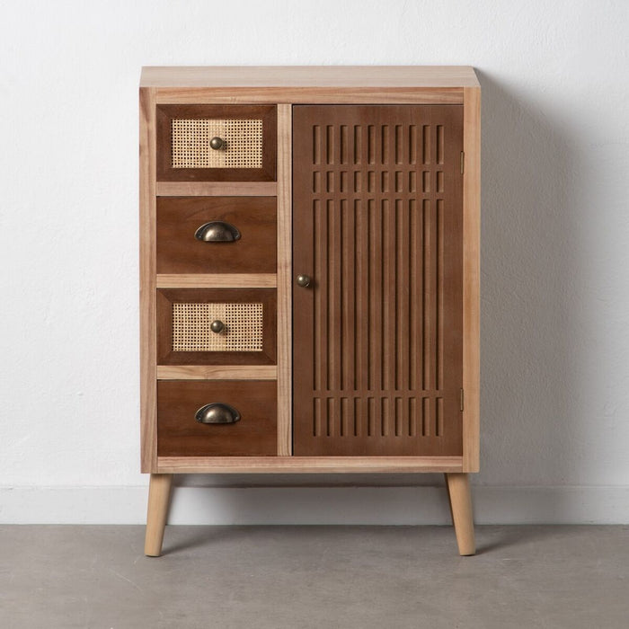 Servantă SASHA 60 x 30 x 85 cm Natural Lemn Crem Ratan
