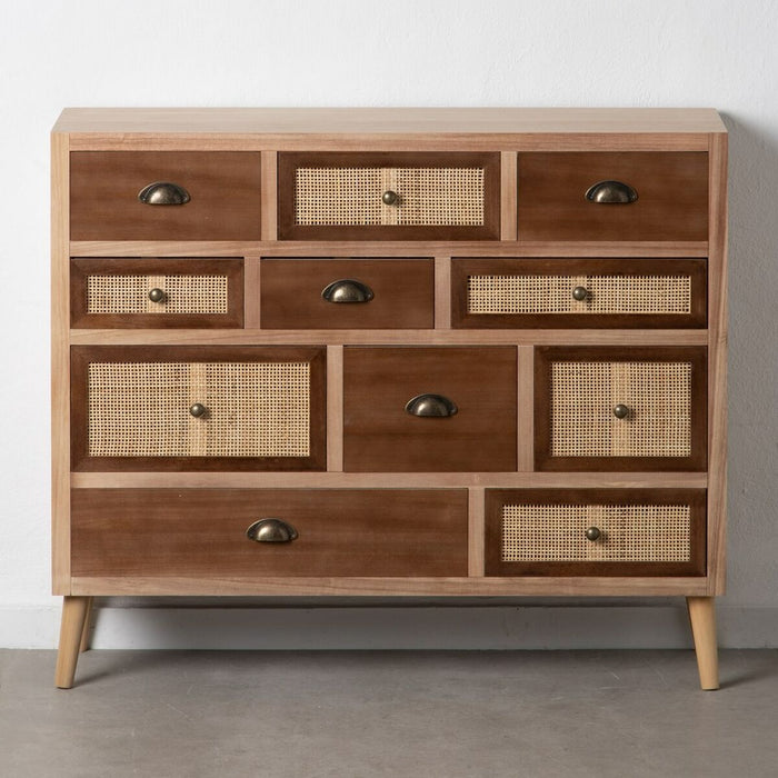 Mobilă pentru Hol cu Sertare SASHA 106 x 33 x 90 cm Natural Lemn Crem Ratan