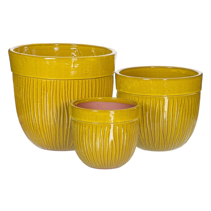 Set de jardiniere 38 x 38 x 35 cm Ceramică Galben (3 Piese)