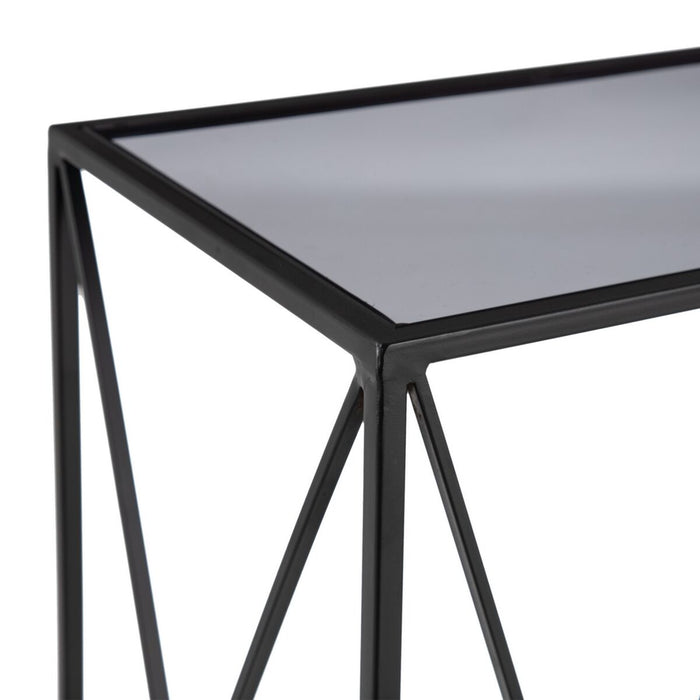 Mobilier pentru Hol 90 x 35 x 80 cm Geam Negru Metal (2 Unități)