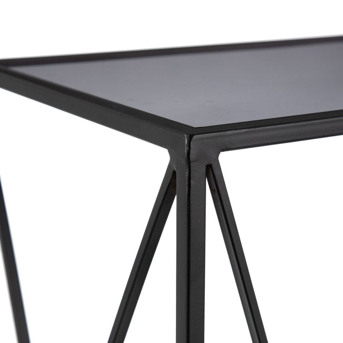 Mobilier pentru Hol 90 x 35 x 80 cm Geam Negru Metal (2 Unități)