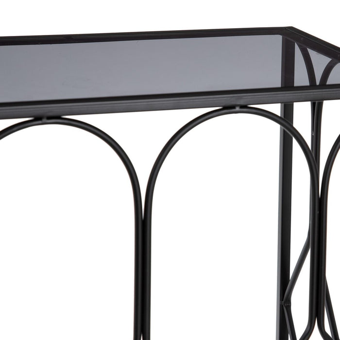 Mobilier pentru Hol 90 x 35 x 80 cm Geam Negru Metal (2 Unități)