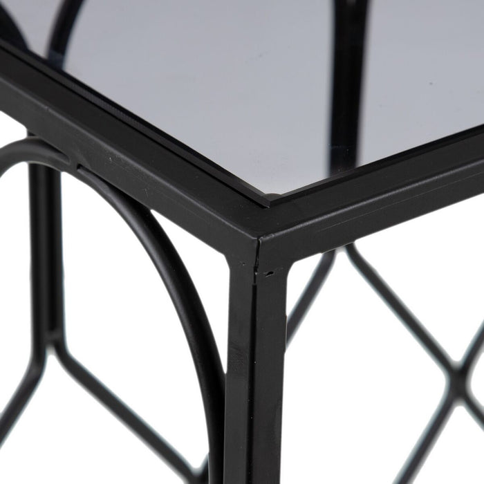 Mobilier pentru Hol 90 x 35 x 80 cm Geam Negru Metal (2 Unități)