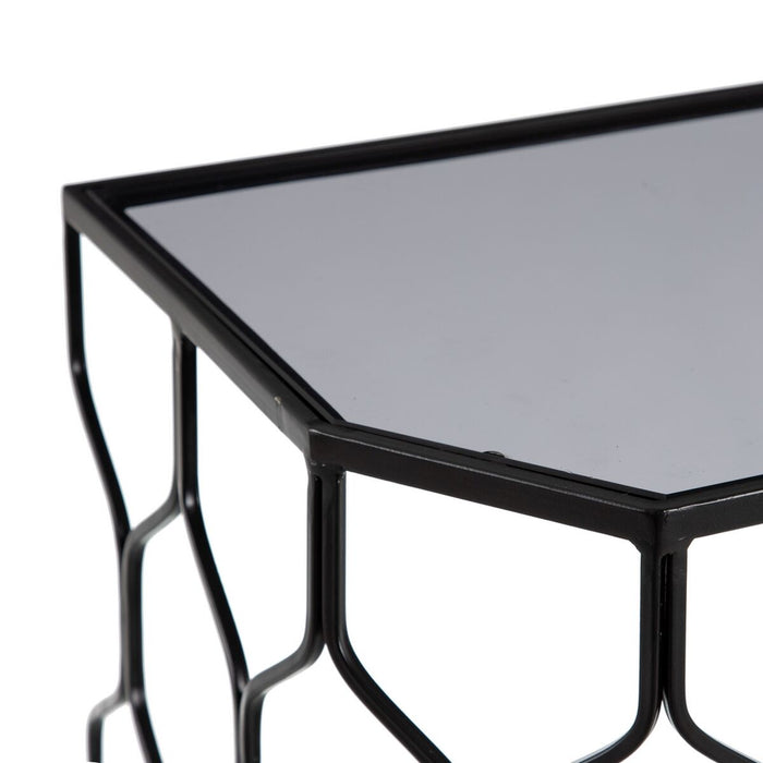 Mobilier pentru Hol Geam Negru Metal (2 Unități)