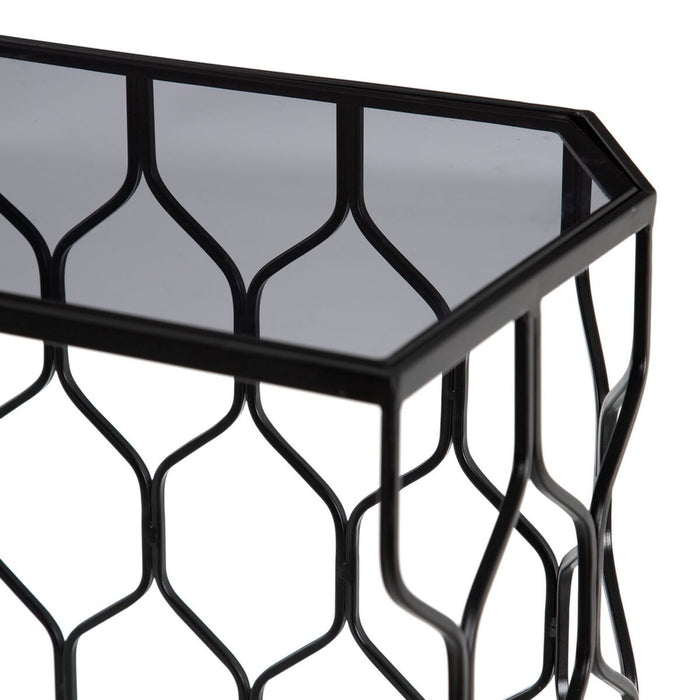 Mobilier pentru Hol Geam Negru Metal (2 Unități)