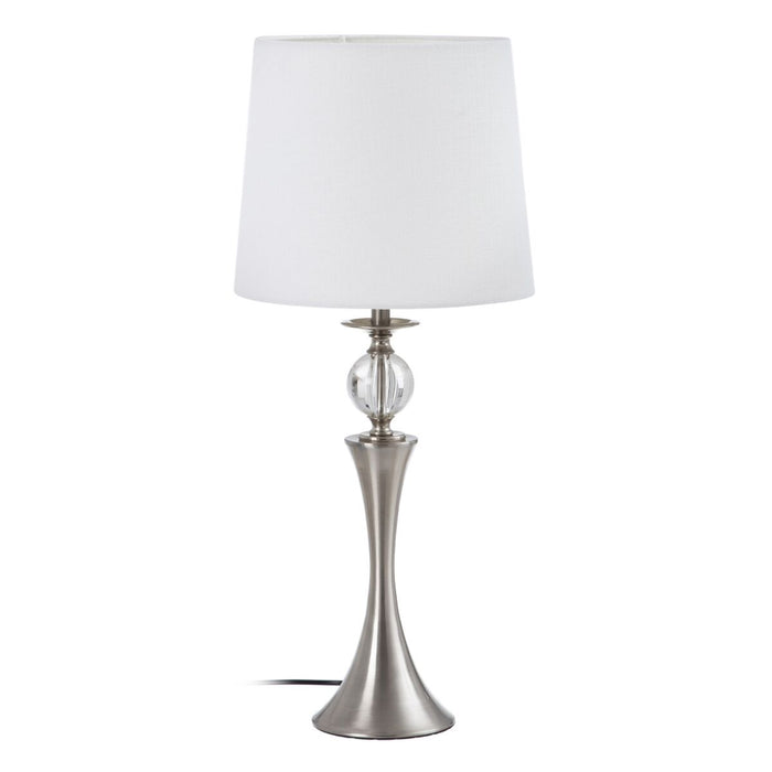 Lampă de masă Alb Argintiu Lin Metal Geam Fier 40 W 220 V 30 x 30 x 67 cm