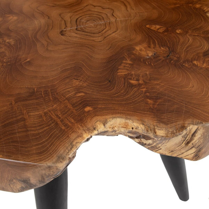 Masa laterală Natural Negru lemn de tec 60 x 60 x 50 cm
