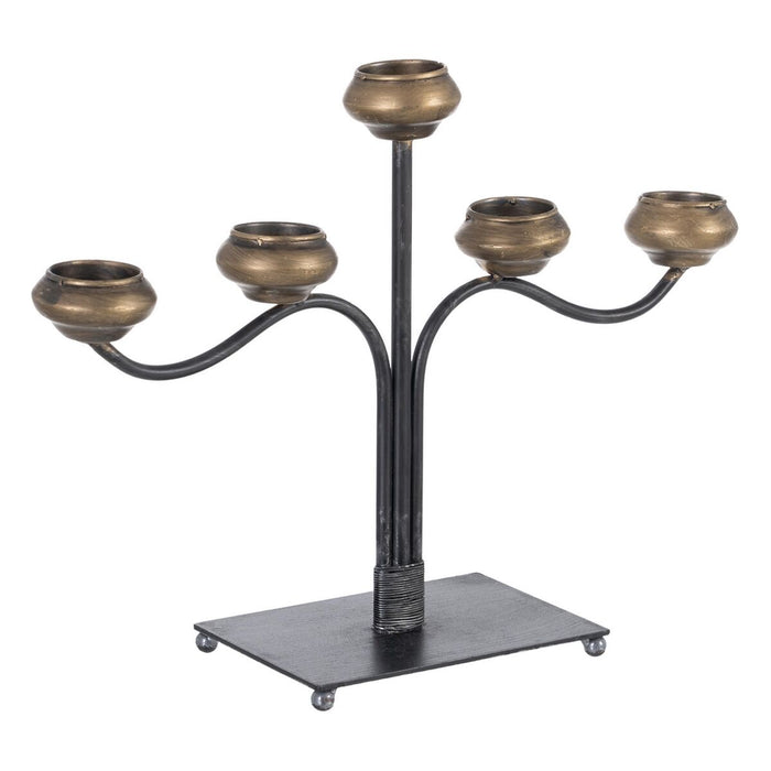 Candelabru 41 x 12 x 30,5 cm Negru Auriu* Metal