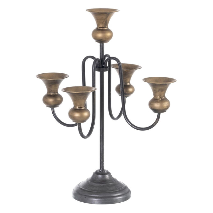 Candelabru 27,5 x 27,5 x 44,5 cm Negru Auriu* Metal