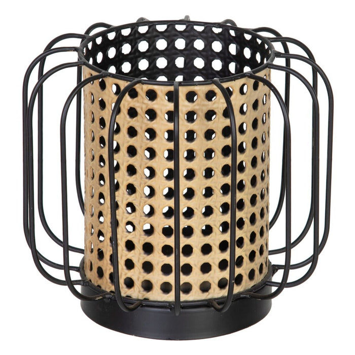 Suport de Lumânări 18,5 x 18,5 x 16,5 cm Natural Negru Metal