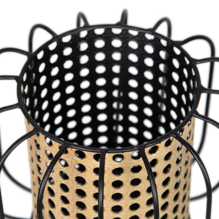 Suport de Lumânări 18,5 x 18,5 x 16,5 cm Natural Negru Metal