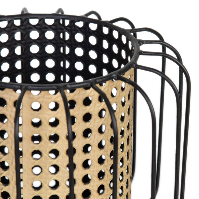 Suport de Lumânări 21,5 x 21,5 x 19 cm Natural Negru Metal