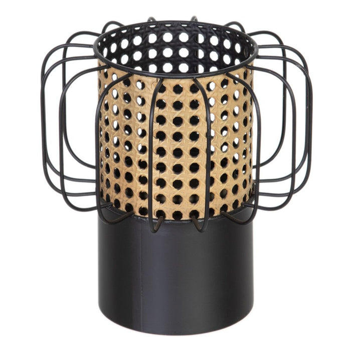 Suport de Lumânări 20 x 20 x 21 cm Natural Negru Metal