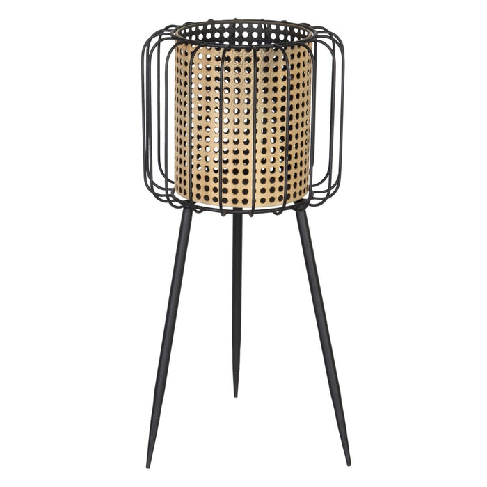 Ghiveci 24,5 x 24,5 x 54 cm Natural Negru Metal