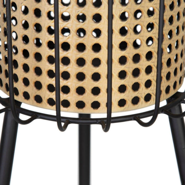 Ghiveci 24,5 x 24,5 x 54 cm Natural Negru Metal