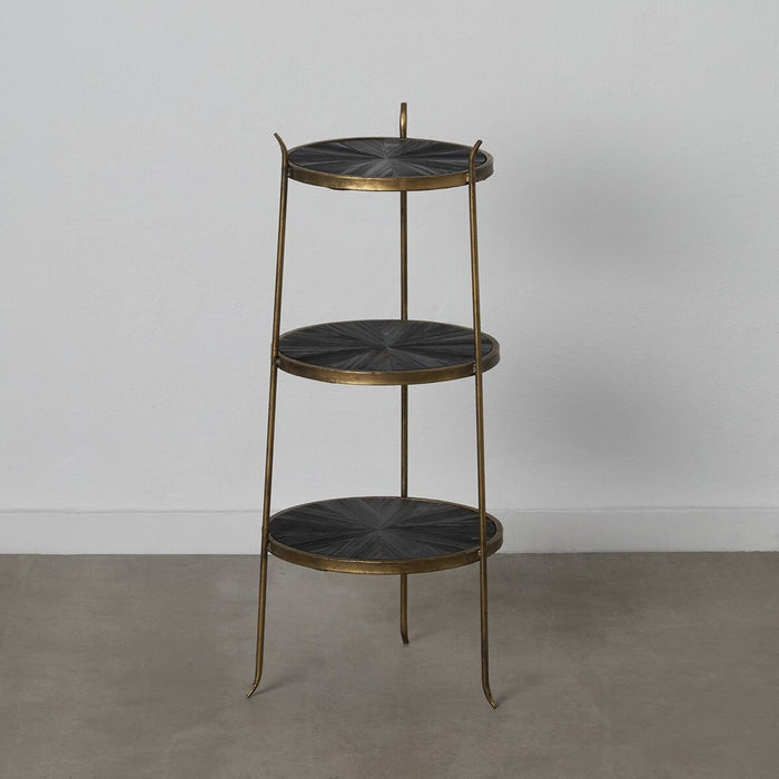 Raft 37,5 x 39 x 89,4 cm Negru Auriu* Metal Lemn