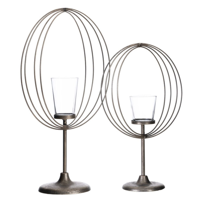 Suport de Lumânări 32,5 x 14,3 x 49,5 cm Geam Metal Argintiu