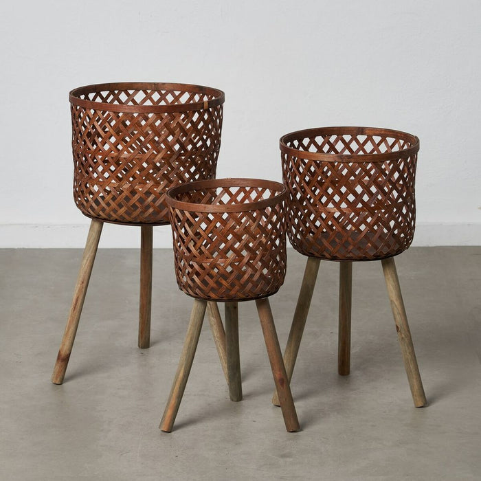 Set de jardiniere 37 x 37 x 69 cm Maro Bambus (3 Unități)
