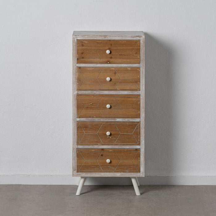 Dulap cu Sertare COUNTRY 50 x 35 x 112 cm Natural Alb Lemn de brad Lemn MDF