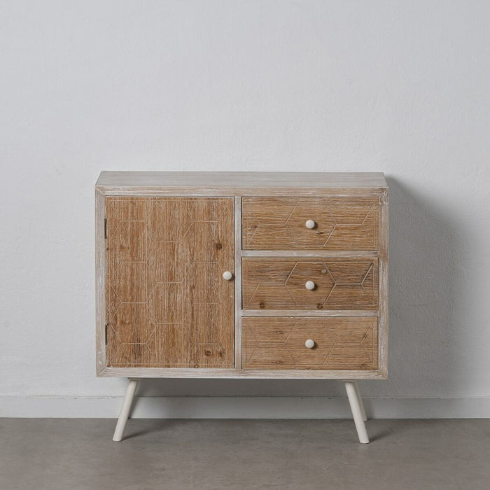 Mobilă pentru Hol cu Sertare COUNTRY 90 x 35 x 80 cm Natural Alb Lemn de brad Lemn MDF