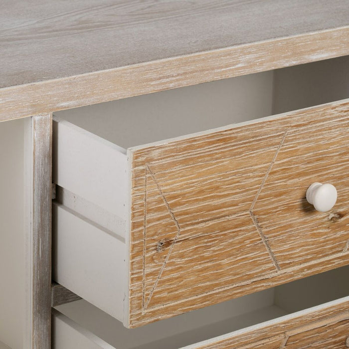Mobilă pentru Hol cu Sertare COUNTRY 90 x 35 x 80 cm Natural Alb Lemn de brad Lemn MDF