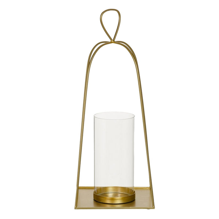 Suport de Lumânări Geam Auriu* Metal 23 x 23 x 56 cm