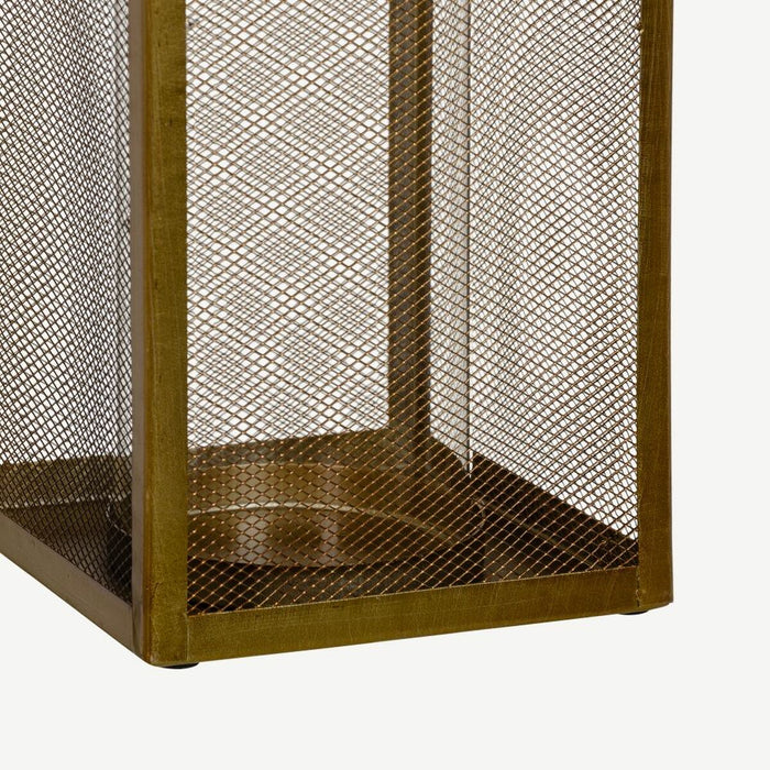 Suport de Lumânări Geam Auriu* Metal 18 x 18 x 35,5 cm