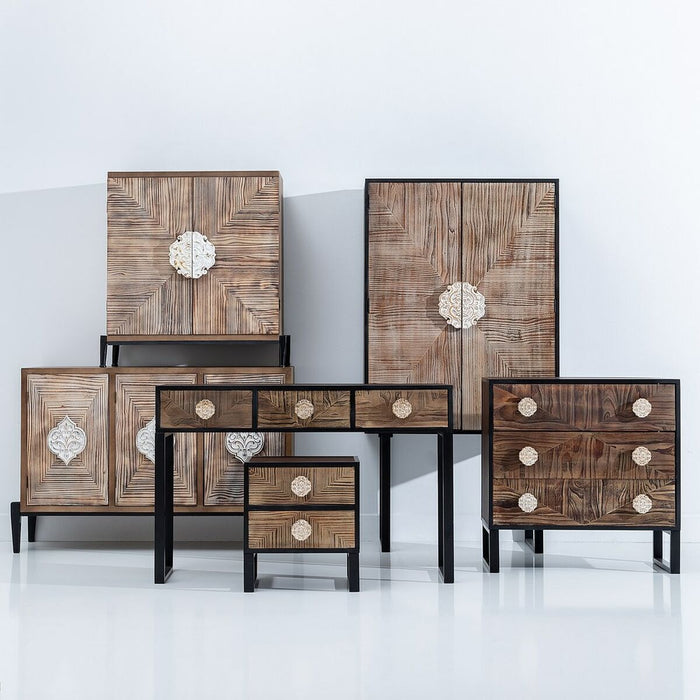 Dulap cu Sertare BROWNIE Maro închis Lemn de brad 80 x 35 x 80 cm Lemn MDF