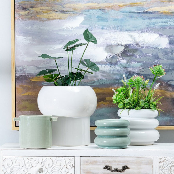 Vază 22 x 22 x 18 cm Ceramică Alb