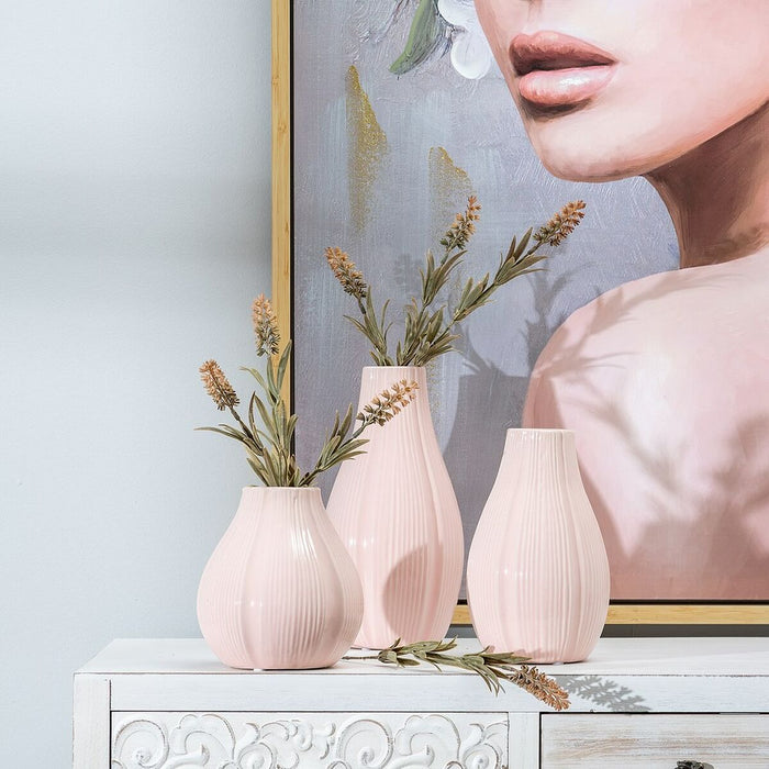 Vază 13 x 13 x 25,5 cm Ceramică Roz