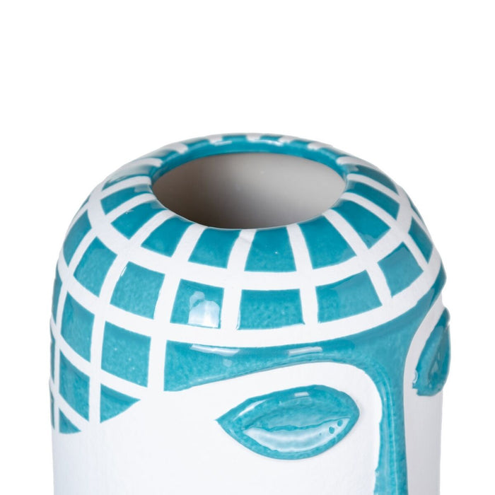 Vază 14,5 x 13 x 24,5 cm Ceramică Albastru Alb