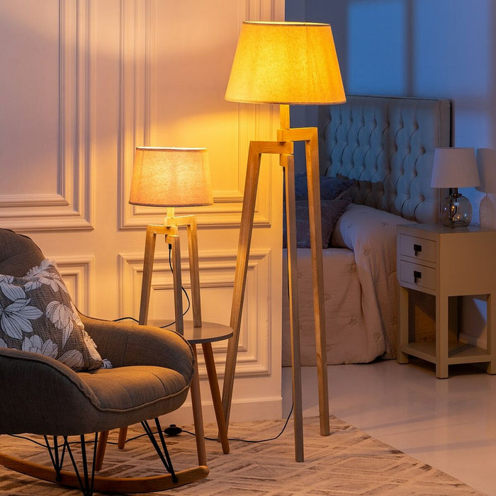 Lampă de masă Alb Lin Lemn 60 W 220 V 240 V 220-240 V 30 x 30 x 66 cm