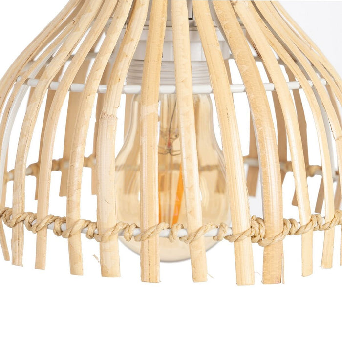 Lampă de masă Alb Bej Fier Ratan 60 W 220 V 240 V 220-240 V 22 x 17,5 x 50 cm