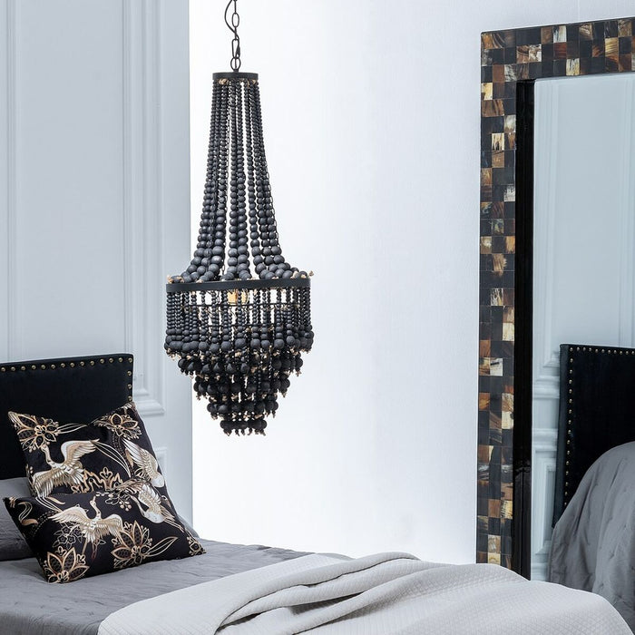 Lustră 35 x 35 x 86 cm Negru Metal Lemn