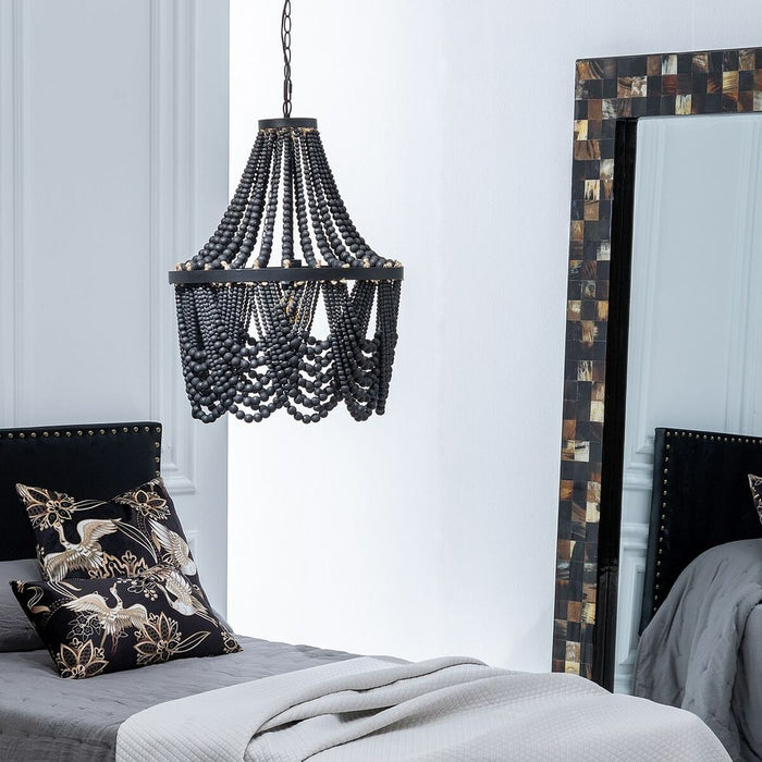 Lustră 48,5 x 48,5 x 62 cm Negru Metal Lemn