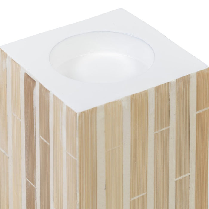 Suport de Lumânări Bej Bambus Lemn MDF 10,5 x 10,5 x 16 cm
