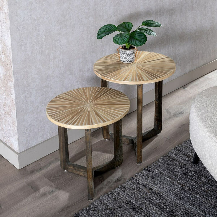 Masa laterală Bej Bambus 45 x 45 x 55 cm Lemn MDF