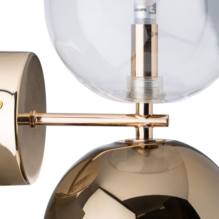 Lampă de Perete 21 x 18,5 x 30 cm Geam Auriu* Fier