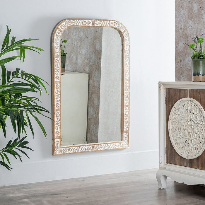 Oglindă de perete 91,5 x 4 x 137 cm Lemn Alb