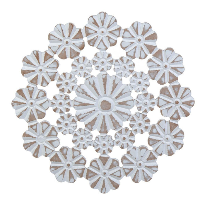 Decorațiune de Perete 40 x 1,5 x 40 cm Alb Lemn MDF