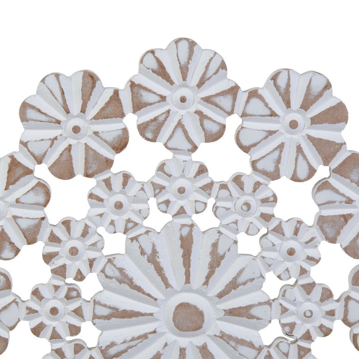 Decorațiune de Perete 40 x 1,5 x 40 cm Alb Lemn MDF