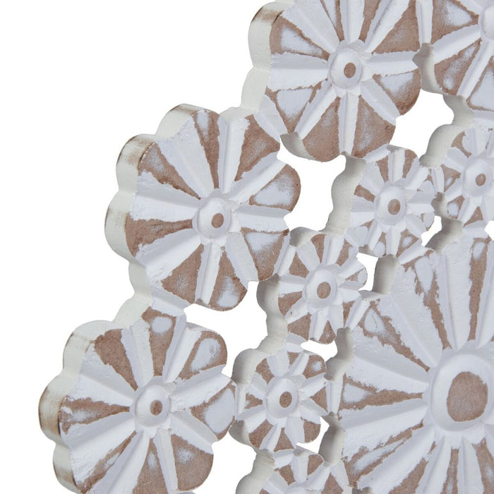 Decorațiune de Perete 40 x 1,5 x 40 cm Alb Lemn MDF