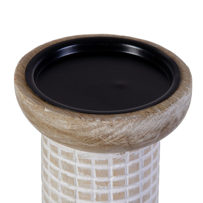 Suport de Lumânări 10,5 x 10,5 x 25 cm Alb Lemn de mango (3 Unități)