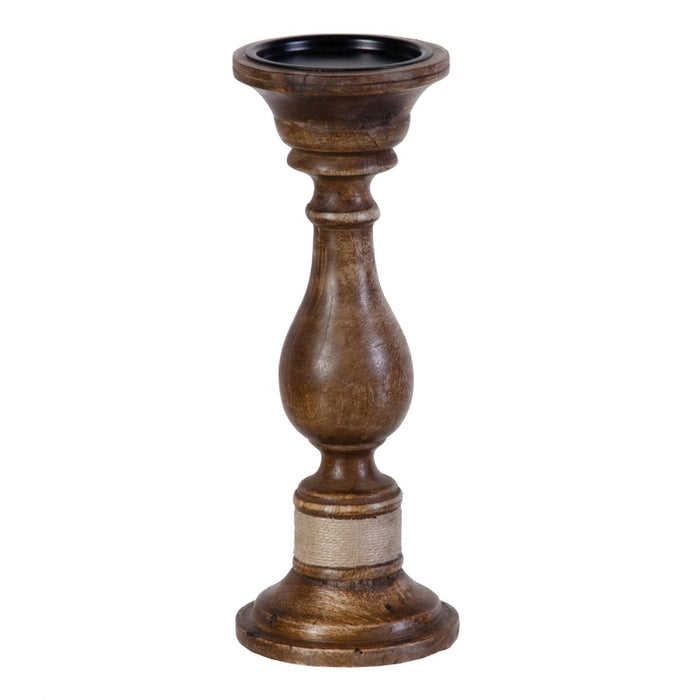 Set de Suporturi de Lumânări Maro Fier Lemn de mango 14 x 14 x 38 cm (3 Unități)