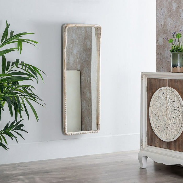 Oglindă de perete 48,5 x 7 x 123 cm Lemn Alb