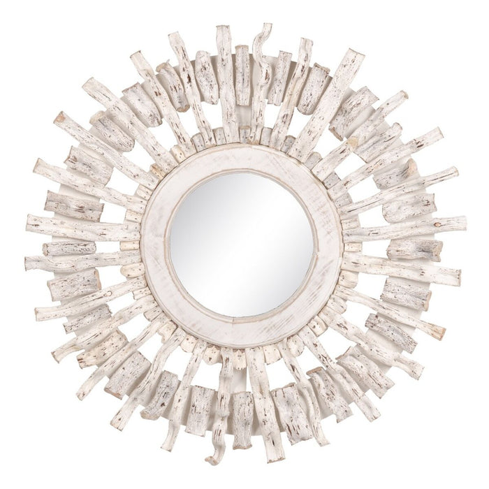 Oglindă de perete lemn de tec Alb 80 x 8 x 80 cm