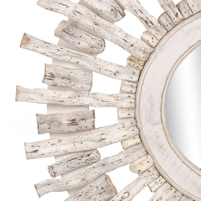 Oglindă de perete lemn de tec Alb 80 x 8 x 80 cm