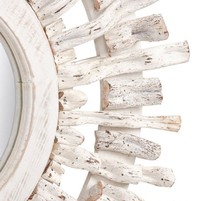 Oglindă de perete lemn de tec Alb 80 x 8 x 80 cm