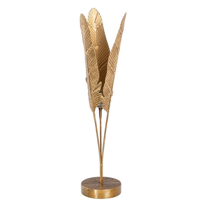 Suport de Lumânări 15 x 15 x 58 cm Geam Auriu* Metal