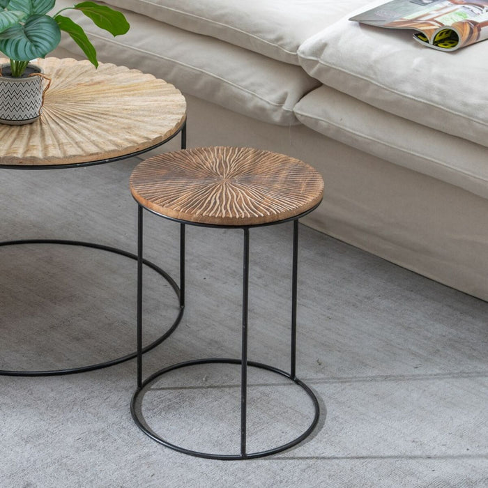 Masa laterală Natural Negru Metal Lemn 30 x 30 x 42 cm